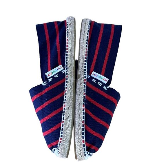 ALPARGATUS Shoes Flats Women's Size 40 10 Red Navy Blue Stripe Espadrilles - Picture 6 of 11